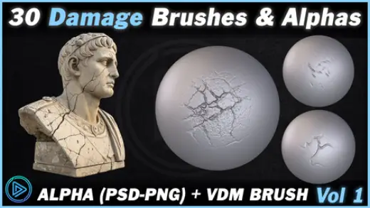 30 High-Quality Damage Brushes and Alpha (VDM+PNG+PSD) | Vol 1 — Photoshop brush
