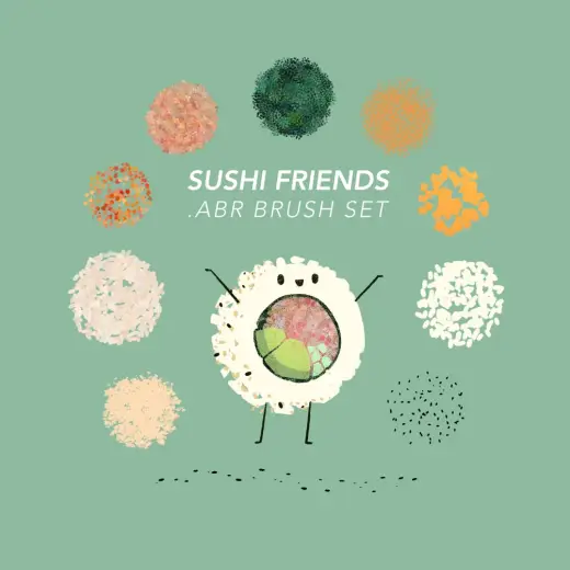 Sushi Friends .ABR Brush Set — Photoshop brush