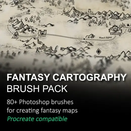 Fantasy Cartography Brushes - Essentials — Procreate & Photoshop brush