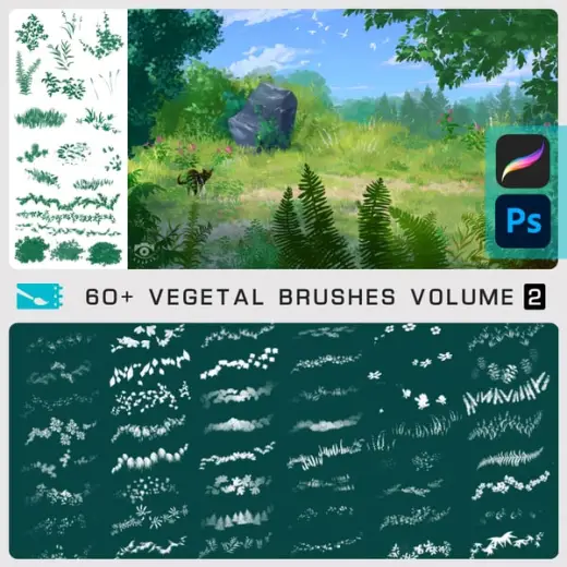 VEGETAL BRUSHES Vol.2 - Photoshop & Procreate - 60+ brushes — Procreate & Photoshop brush