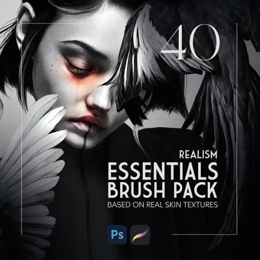 40 essential Portrait Brushes for High Realism — Photoshop brush