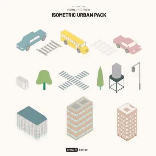 Urban Isometric Set + Photoshop Brushes — Photoshop brush