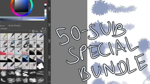 Esin's Corner of Randomness 50-Sub Special Krita Bundle (22 brushes, 4 SeExpr scripts) — Krita brush