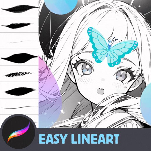 FREE Procreate Lineart Portrait Brushes for Anime Eyes and Lashes, Manga, Cartoon - Digital Creator Art Sketching, Vinta — Procreate brush