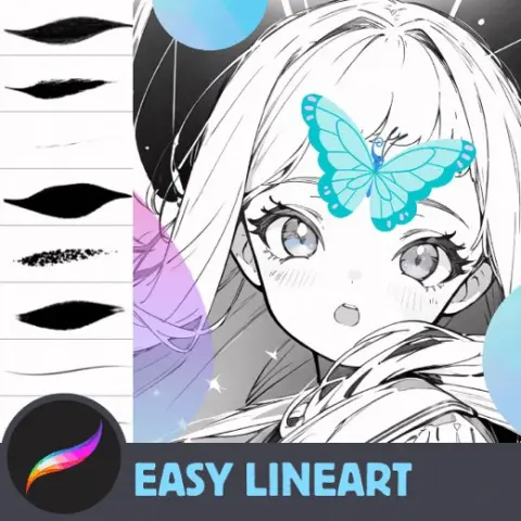 FREE Procreate Lineart Portrait Brushes for Anime Eyes and Lashes, Manga, Cartoon - Digital Creator Art Sketching, Vinta — Procreate brush