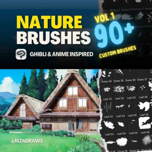 Ghibli Anime Nature Brush Set for Clip Studio Paint! (Vol 1) — Clip Studio Paint brush