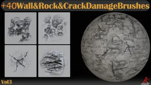 +40 Wall & Rock Crack And Damage Brushes Vol.03 — Photoshop brush