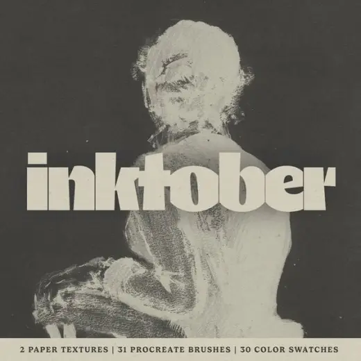 The Inktober Challenge (2026) Procreate Kit (Procreate Brushes, Plan, Color Palette & Paper Textures) — Procreate brush