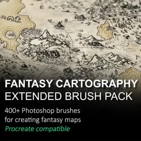 Fantasy Cartography Brushes - Extended Compendium — Procreate & Photoshop brush
