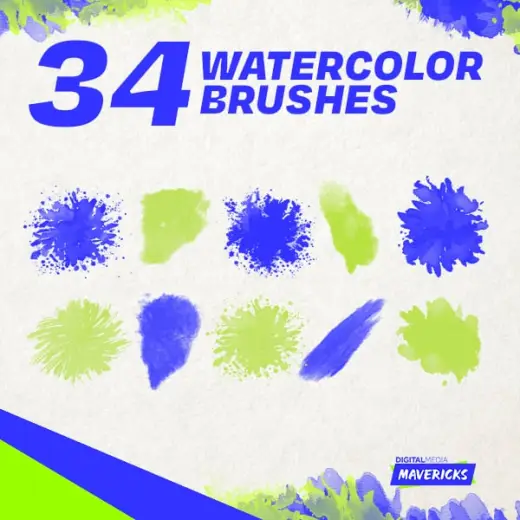 34 Watercolor Custom Brushes for Photoshop — Photoshop brush