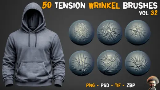 50 Tension Wrinkle Brushes - Vol 32 — Photoshop brush