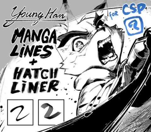 Younghan Manga Lineart + Hatch Brush — Clip Studio Paint brush