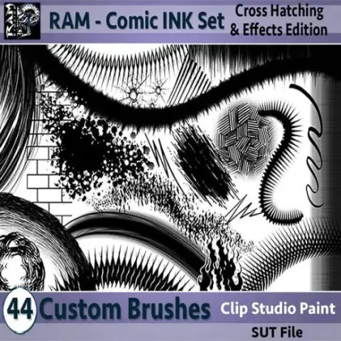RAM - Clip Studio Paint / Manga Studio 5 -  Inking Brushes - 49 Pack — Clip Studio Paint brush