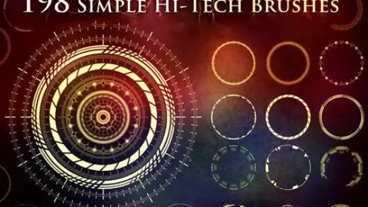 250 Complex high tech scificircle brushes — Photoshop brush