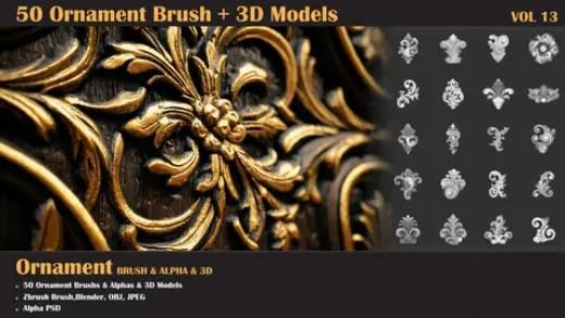 50 Ornament Brush and 3D Models - VOL 13 — Photoshop brush