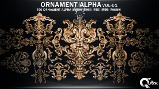 Ornament Alpha - VOL01 | 200 Alpha Brush (4K PSD , PNG & Jpeg) — Photoshop brush