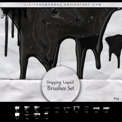 14 Dripping Liquid Brushes — Procreate, Photoshop & Krita brush