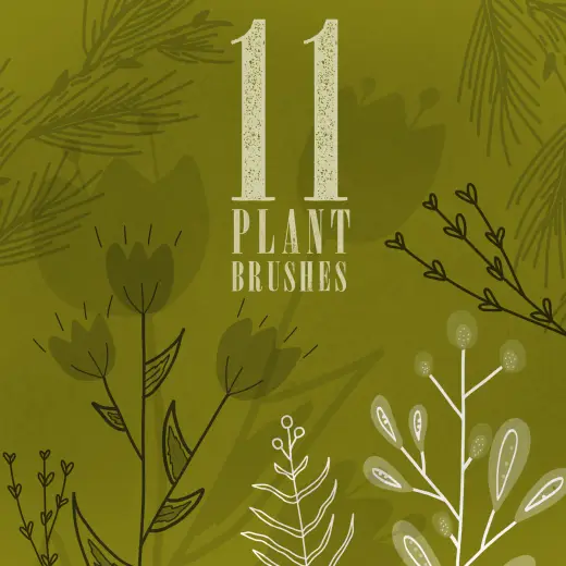 11 Plant Brushes — Procreate, Photoshop & Krita brush