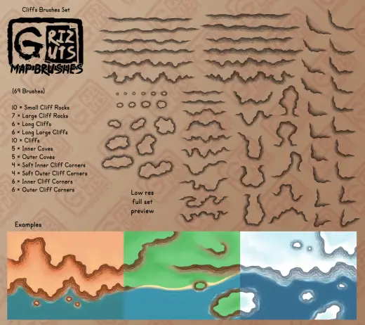 Grizguts Map Brushes - Cliffs — Photoshop brush