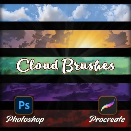 Cloud Brushes for Adobe Photoshop and Procreate — Procreate & Photoshop brush