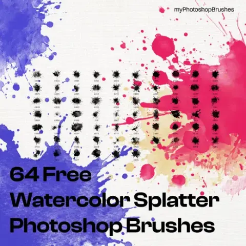 64 Free Watercolor Splatter Brushes — Procreate, Photoshop & Krita brush