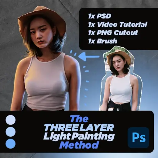 The 'ThreeLayer' Light Painting Method | PSD + Video + Brush + PNG — Photoshop brush