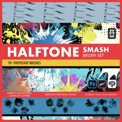 Halftone Smash Brush Set — Photoshop brush