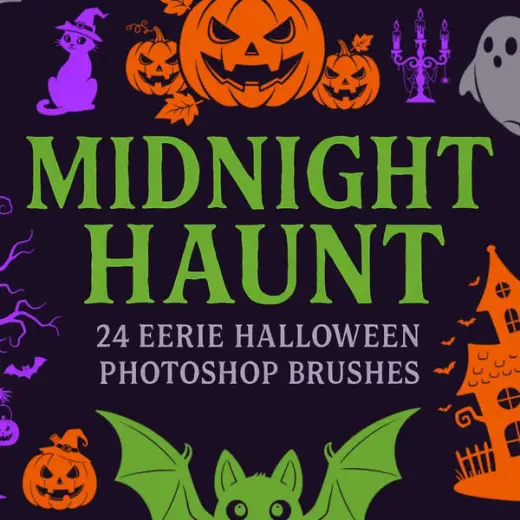 Midnight Haunt: 24 eerie Halloween Photoshop brushes — Photoshop brush