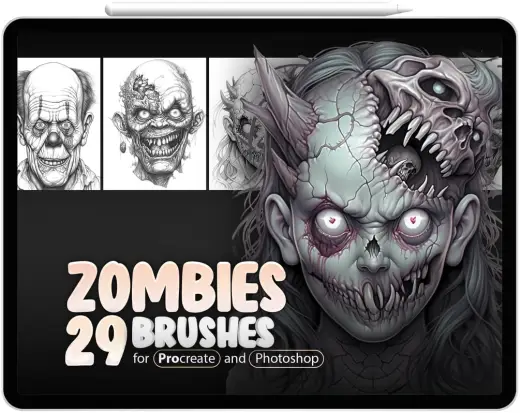 29 Zombies Brushes Collection for Procreate and Photoshop — Procreate & Photoshop brush