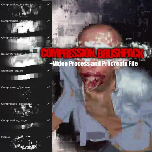 Compression Brushpack + Video Process & Procreate File — Procreate & Photoshop brush