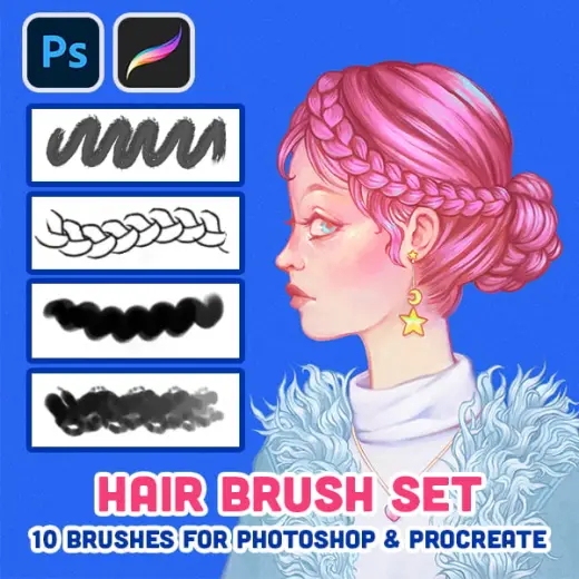 Hair Brush Set (for PhotoShop & Procreate!) — Procreate & Photoshop brush