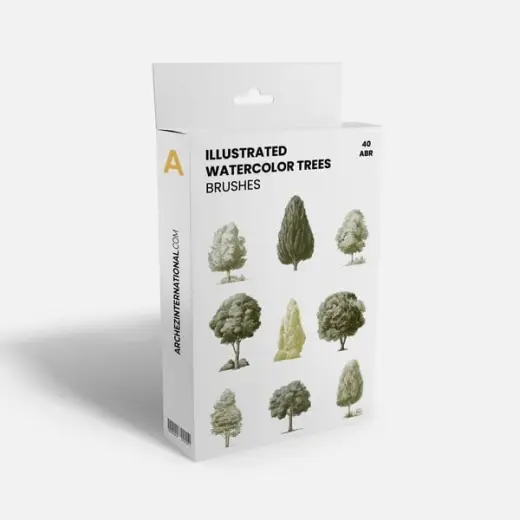 Illustrated Watercolor Trees Brushes — Photoshop brush