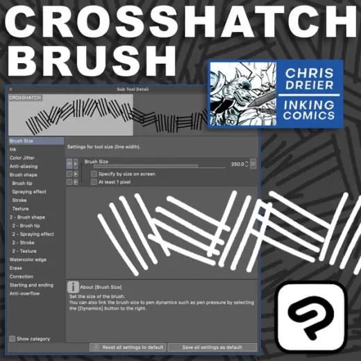 Crosshatch Custom Brush (Clip Studio Paint) — Clip Studio Paint brush