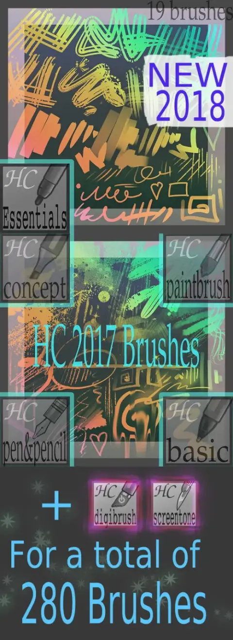 280 Krita brushes! ~2018 update~ — Krita brush