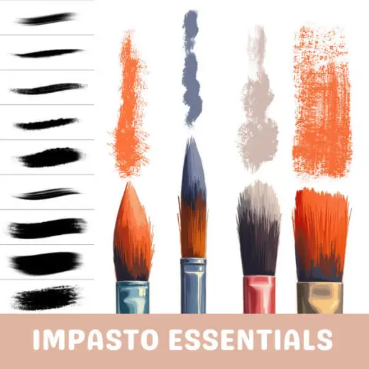 Procreate Brushes: Essential Oily Impasto Set, 62 Texture Brushes for Oil Painting, Thick Strokes, Rich Layers, and Real — Procreate brush