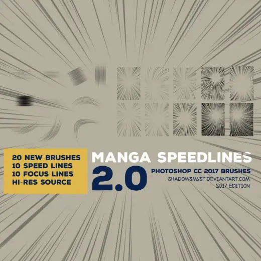 Manga Speedlines — Procreate, Photoshop, Clip Studio Paint & Krita brush