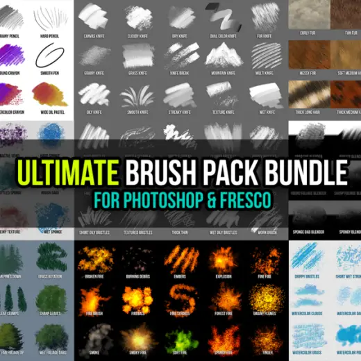 Adobe Photoshop & Fresco Brush Pack - Ultimate Bundle (135 Brushes) — Photoshop brush