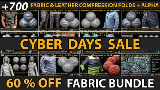 +700 Fabric Brushes and Alphas Bundle ( 60% OFF_ FULL PACK ) VOL 04 — Photoshop brush
