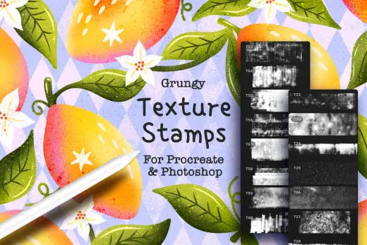 60 Grungy Texture Stamps for Procreate & Photoshop — Procreate & Photoshop brush