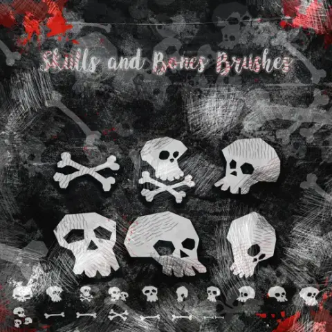 Skulls and Bones Free Photoshop Brushes — Procreate, Photoshop & Krita brush