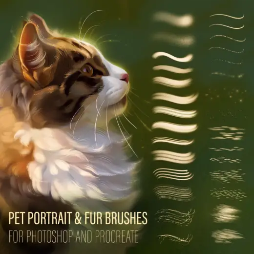 Animal Portrait & Fur Brushes for Photoshop and Procreate — Procreate & Photoshop brush