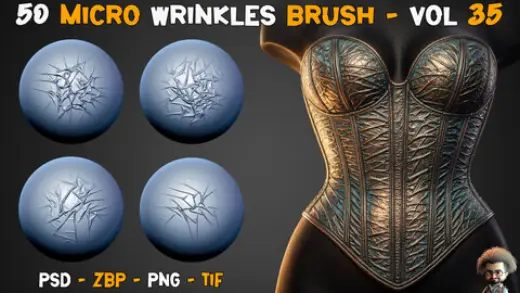 50 Micro Wrinkles Brushes - Vol 35 — Photoshop brush
