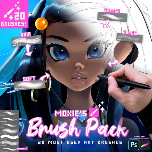Moxie's Brush Pack (20 Photoshop/Procreate Brushes) — Procreate & Photoshop brush