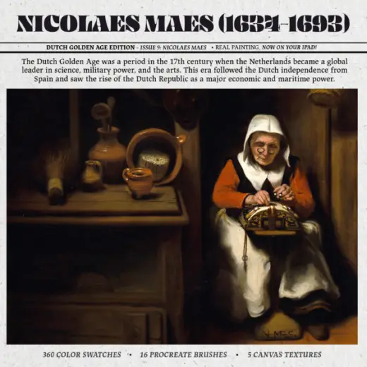 Nicolaes Maes Procreate Kit (Procreate Brushes, Canvas Textures & Color Palettes) — Procreate brush