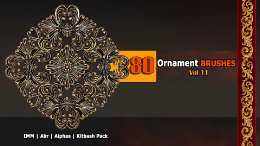 80 Ornament Kitbash Imm Brush/ Alpha/ Abr Vol11 — Photoshop brush