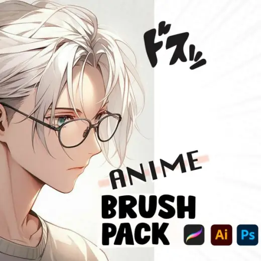 Anime Brush Pack (Procreate, Photoshop, Illustrator) — Procreate & Photoshop brush