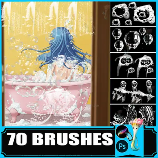 70 Soap Foam: PS and  Procreate  stamps — Procreate & Photoshop brush