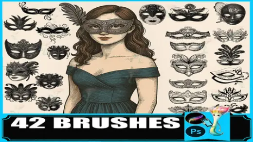 42 Masquerade Mask Stamp Brushes for Procreate and Photoshop — Procreate & Photoshop brush