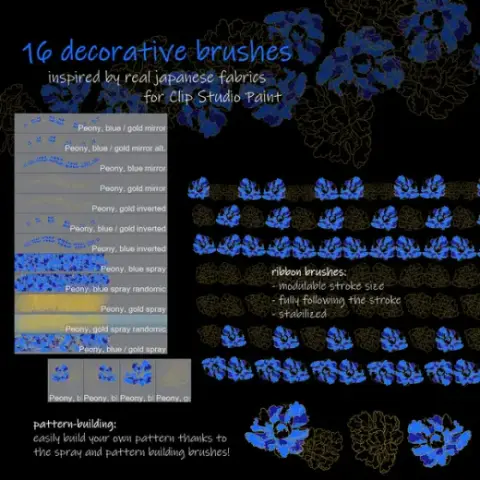 Peony, decorative brushes for Clip Studio Paint — Clip Studio Paint brush