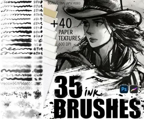 INK brushes + Paper textures — Photoshop brush